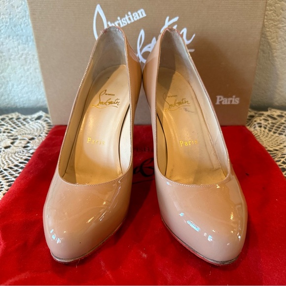 Christian Louboutin Nude Patent Argotik 100 Pumps - Picture 2 of 13